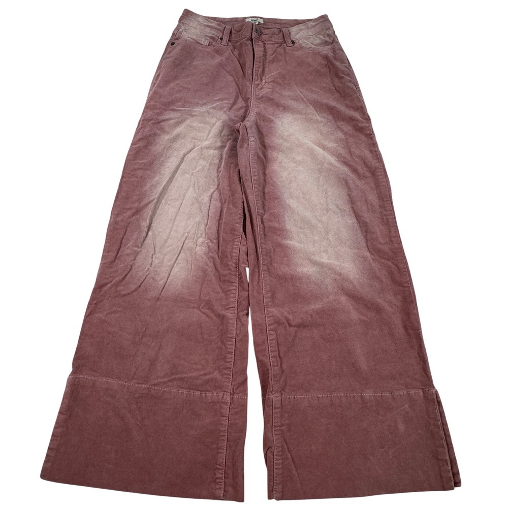 Y2K Easel Pink Corduroy Wide Leg Pants Acid Wash High Rise Women's S Boho Whimsy